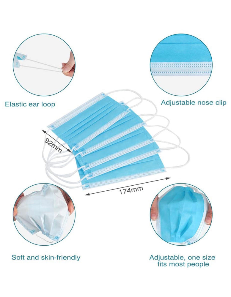 50 Disposable Face Mask-Breathable-Elastic Ear loop- 3 Ply
