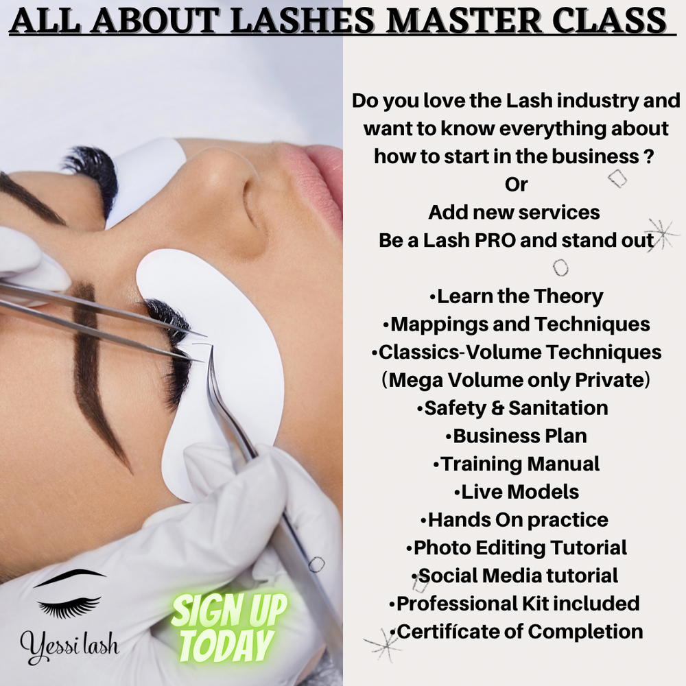 Group Master Certification in Eyelash Extensions Business Semi Private Classes 3-4 Students